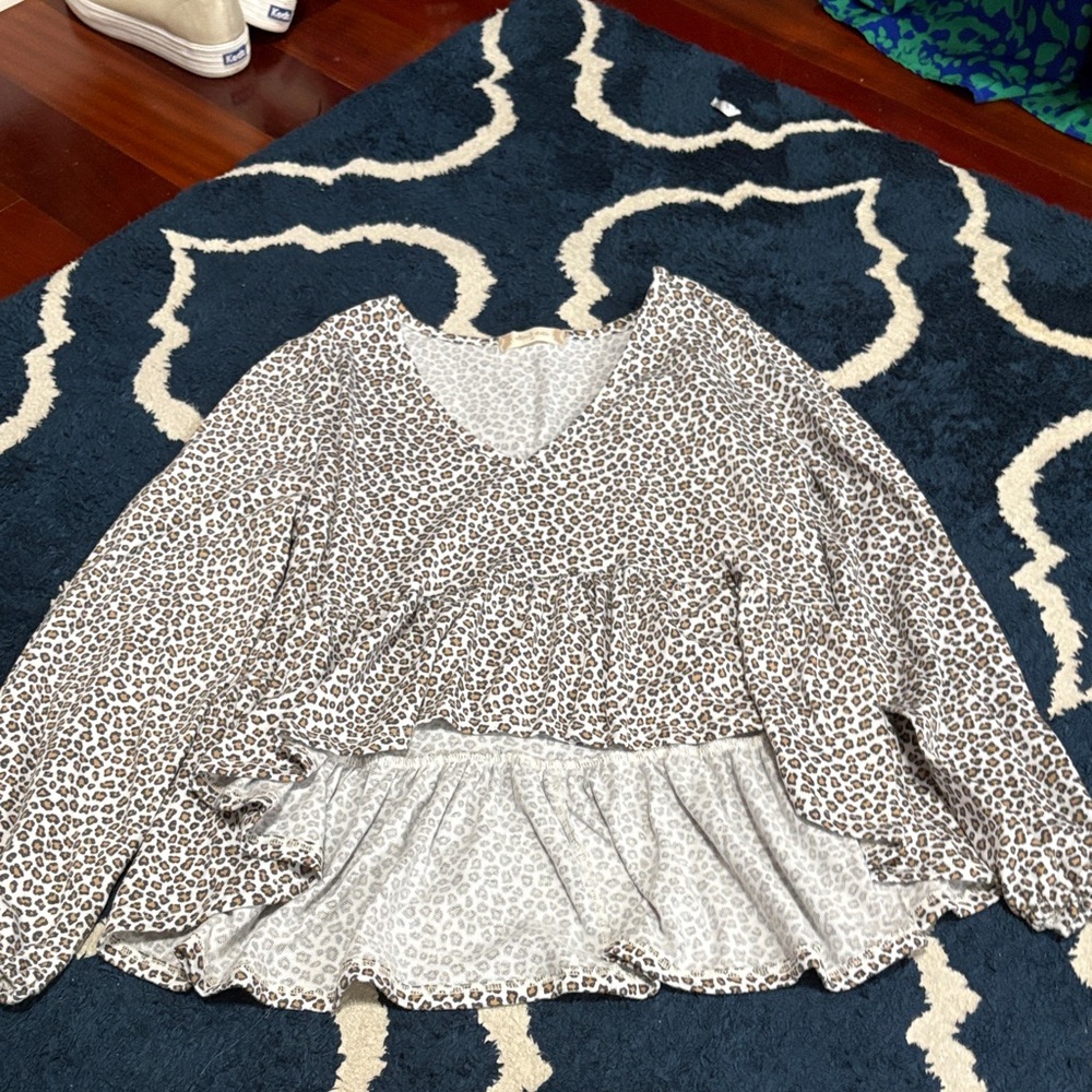Altar'd State Leopard Print Peplum Blouse